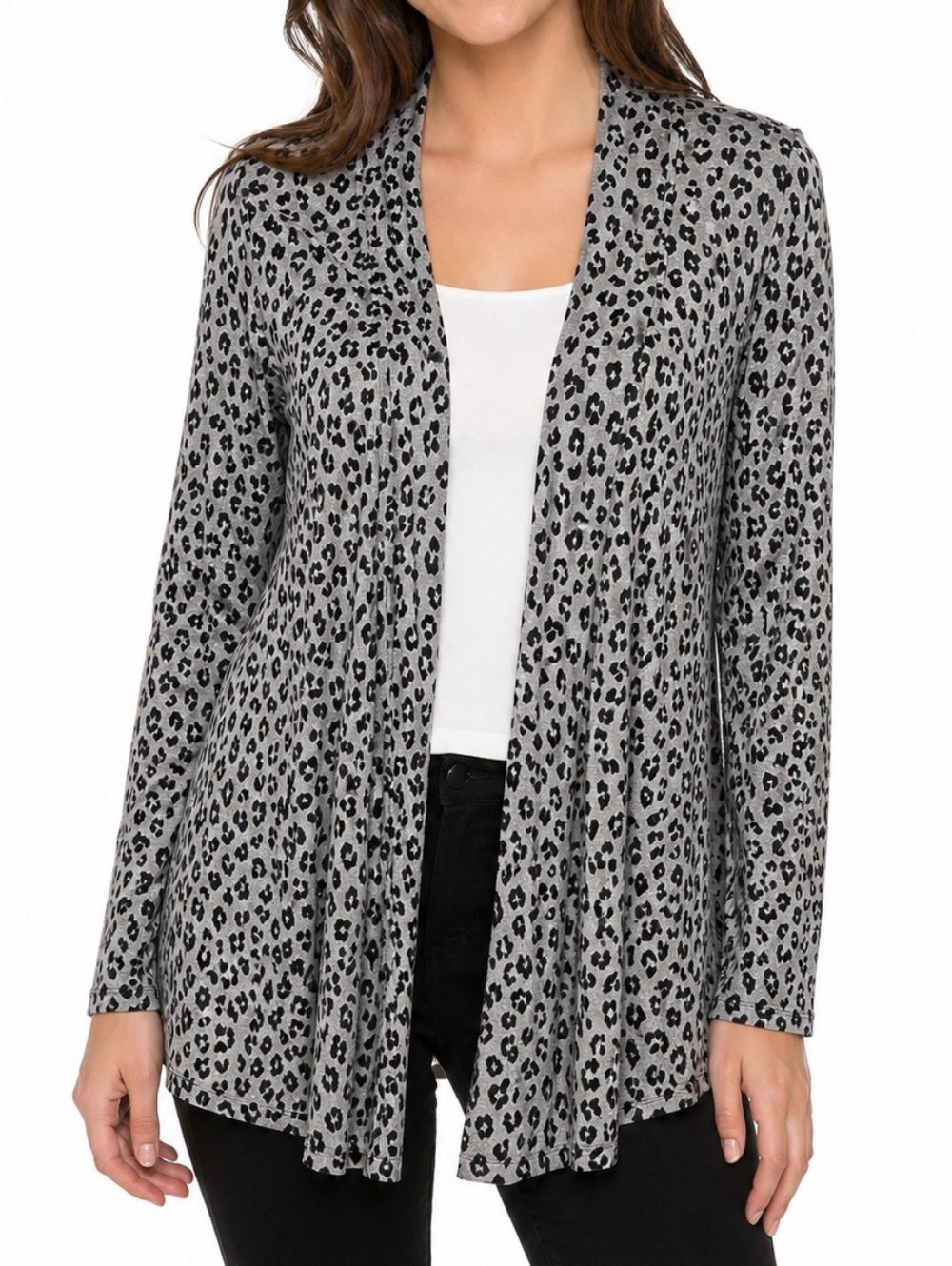 Leopard Print Gray & Black Cardigan NWT